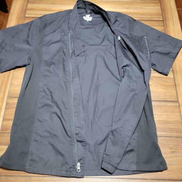 Chef Works Black Short Sleeve Zip Uniform Top - Size Medium - Picture 3 of 7